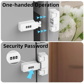 Combination Refrigerator Lock Fridge Lock with Code for Baby Adhesive Freezer Latch Safety Coded Lock to Keep Door Closed for Kids Child Proof Rv Fridge Door Latches (2, Normal)