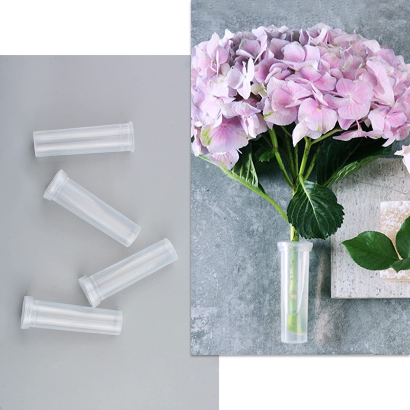 WANDIC Flower Water Tubes,20pcs Sunflower Hydrangea Preserved White Large Transparent