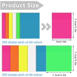 600 Sheets Transparent Sticky Notes, 2 Sizes, Transparent Sticky Notes, Transparent Notes, Sticky Notes, Sticky Notes, for Labelling Office Documents, Memos (75 x 75 mm, 50 x 75 mm)