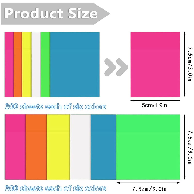 600 Sheets Transparent Sticky Notes, 2 Sizes, Transparent Sticky Notes,