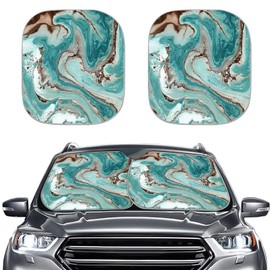 Forchrinse Teal Marble Print Car Windshield Sun Shade Foldable Auto Front Window Sunshade for Men Women,Block UV Ray Sun Visor Protector(Universal Fit)