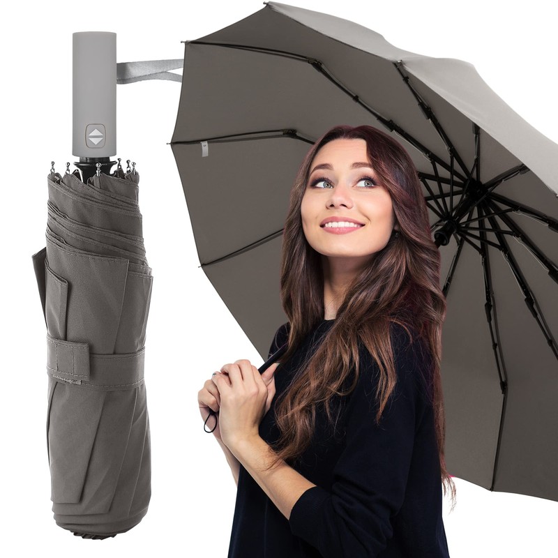 TANNESS Windproof Umbrella – 10-Rib Waterproof & Compact Umbrella with