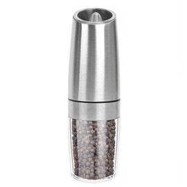 Electric Pepper Grinder,Gravity Electric Salt And Pepper Mill Grinder,Stainless Steel Automatic Pepper Mill,Battery-Operated With Adjustable Coarseness,Blue LED Light,One Hand Operated