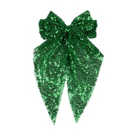 Xansema Big Glitter Hair Bows for Women Girls, Sequin Large Long Cheer Bow Hair Clip Style Hair Accessories (Green)