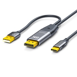 NEXHYPE DisplayPort to USB-C Cable 8K@60Hz, DP to Type-C Male Cable Adapter 6.6ft Converter for Apple Studio Display, USB-C Display Device Conversion Cable – Not Compatible with Any AR Device