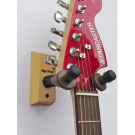 Top Stage 5-Pack Guitar Wall Mount Hanger Guitar Hanger Wall Hook Holder Stand for Bass Electric Acoustic Guitar Ukulele (5-Pack, Hangers) (Natural)
