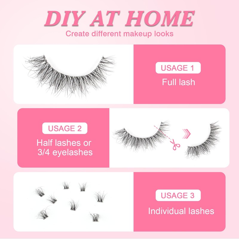 Parriparri Eyelashes, Cat Eye, Fluffy Artificial Eyelashes, Cateye Clear Band,