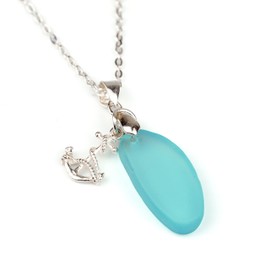 Sea Glass Necklace, White Sea Glass Necklace, Sea Glass Jewelry for Women Using Recycled Material, Women Christmas Gifts for Mom, Teacher, Coworker, Birthday, Christmas, Mothers Day Gifts For Mom