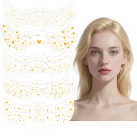 10 Pcs Glitter Freckle Tattoo Stickers, Golden Waterproof Glitter Stickers,Gold Face Stickers Makeup Patches, for Women and Kids, Temporary Face Tattoos, Perfect for Parties and Festivals