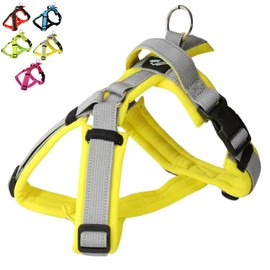 【Hakusan】 Zero Harness Mesh Series,Dog Harness, Padded, Adjustable,No Pull Design, Safety,Japanese Brand,Small Dog,Medium Dog, (Mesh/Yellow×Gray, Tiny)