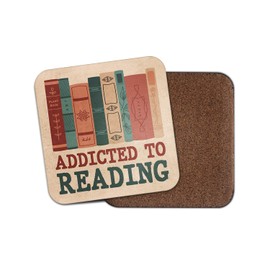 Square Single Coaster - Addicted to Reading Read Books Addict Men Boys Dad Girls Addiction Love Fan Drinks Kitchen Home Gift #80113