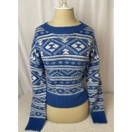 American Eagle Blue Christmas Knit Sweater Size XS