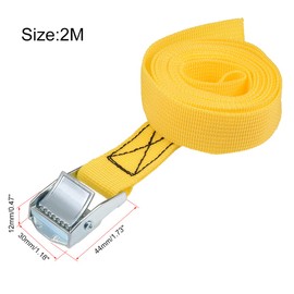 sourcing map Tie Down Strap Cam Buckle Lashing Strap 1" x 6.6Ft 550lb 250Kg Load Polypropylene for Moving Securing Cargo, Yellow, Pack of 2