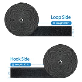 Hook and Loop Tape with Adhesive, Heavy Duty Self Sticky Interlocking Tape, Sewing Fasteners for Handmade, Photo Frames, Mosquito Net, Carpets, Car and DIY, 1 inch * 20 Feet * 2 Rolls