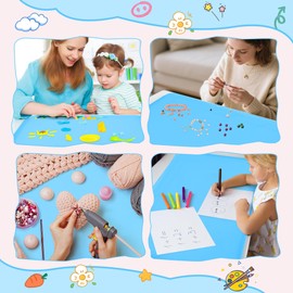 Gjmrar Silicone Mats for Crafts, Large Silicone Painting Mat 24x16 Inch, Non-Stick Craft & Heat Resistant Art Mats for Resin, Clay, Jewelry Making, Slime, Kids Painting (Blue)