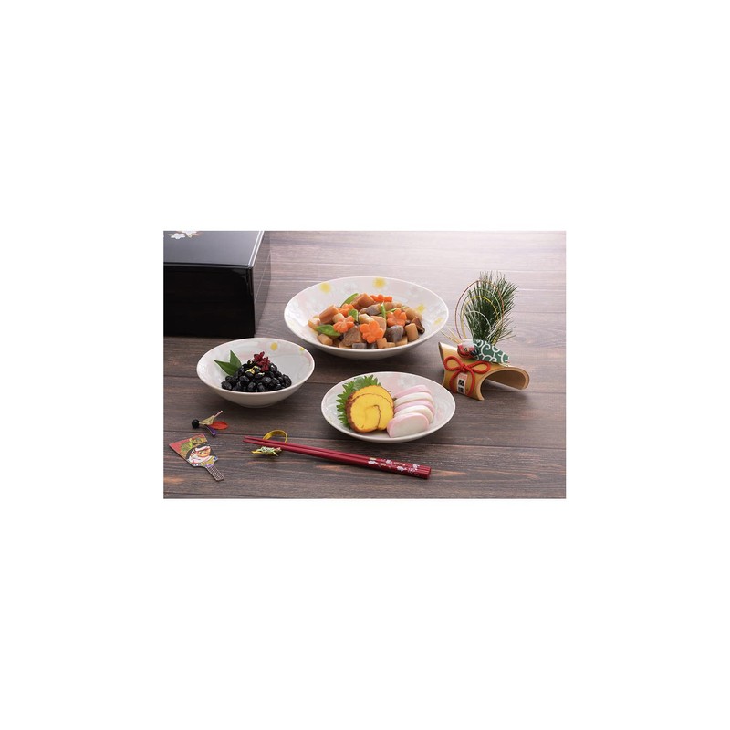 Kanese Mino Ware Flower Rabbit Medium Pot (Set of 3)