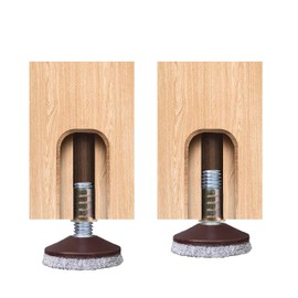 SINGTAN Furniture Levelers with Removable nut-Pack of 4 | 1.5" Grey Felt Pad Furniture Feet,Heavy Duty Adjusting Foot Adjustable Furniture Legs,Table Levelers,3/8"-16 Threaded Bolt, Thread Pitch:16