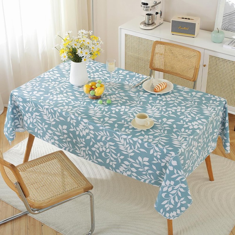 MATIRUG Vinyl Tablecloth with Flannel Backed, Waterproof Oil-Proof PVC Table