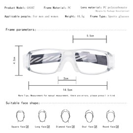 SooGree Sports Soccer Glasses,Protective Eyewear Football Glasses,Eye Safety Glasses Shock Absorption with Adjustable Strap