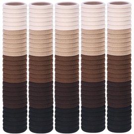 150 Pcs Elastic Hair Ties No Damage for Thick & Thin Hair, Ponytail Holders, Elastics, Soft Pony Tails Bands for Women, 5 Neutral Colors