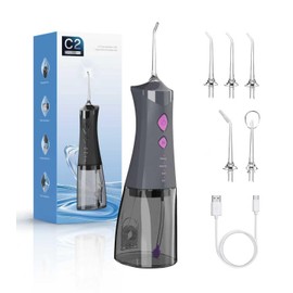 Water Dental Flosser Cordless for Teeth, 350ML Water Dental Flosser Teeth Pick 4 Modes Portable Oral Irrigator with 4 Jet Tips Rechargeable Flossers Oral Irrigator IPX7 Waterproof for Home Travel