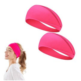 2PCS Milk Silk Headbands Pink 9.5 * 22CM Soft Head Band,Stretchy Sport headbands for Unisex fitness,Running,Tennis