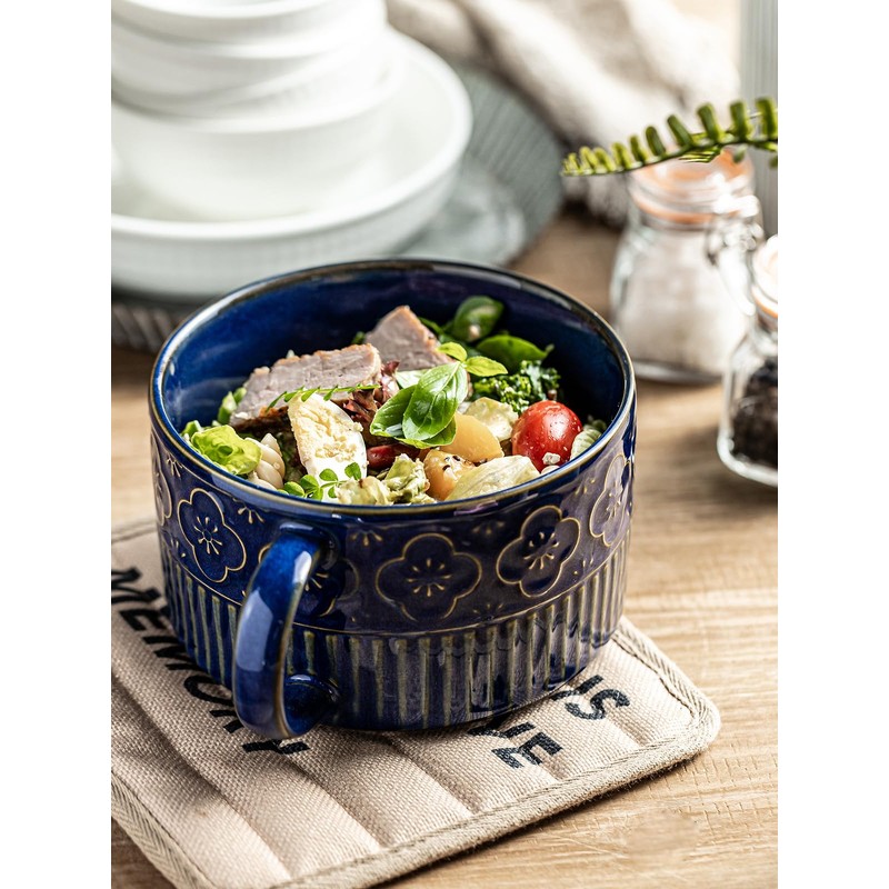 Gomakren Extra Large Soup Bowl with Handle, 39 Ounces Microwave