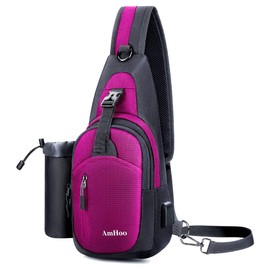 AmHoo Sling Backpack Chest Shoudler Crossbody Bag Water Resistant Hiking Daypack, Purplishred, Small 15 x 7.2 x 4 Inch, Traveling