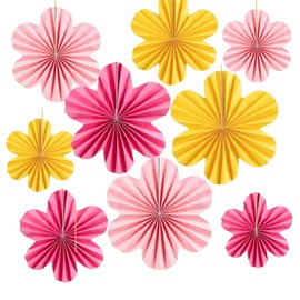9 Pieces Paper Fans for Hanging, Suitable for Weddings, Birthday Parties, C Valentine's Day