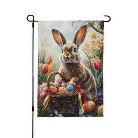 Easter Bunny Garden Flag 12x18 In Double Sided Yard Flags Lawn Sign Decor No Flagstand