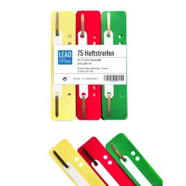 75 Plastic Filing Strips 3 Bundles of 25 Pieces Made in Germany (Green, Yellow, Red)