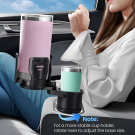 UNIWA Car Extra Cup Holder Expander,2 in 1 Adapter Expandable Automotive Cup Holders,Cupholder Extender Holder for Car with Adjustable Base,Double Car Drink Holders Suitable for Large Water Bottles