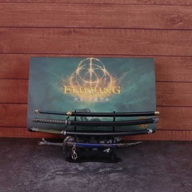 Elden Katanas Samurail Sword 26CM/10.2" Dragonscale Blade Nagakiba Moonveil Rivers of Blood Small Katana Replica 4 in 1 Gift Box Gamer Gift with Wooden Display Holder