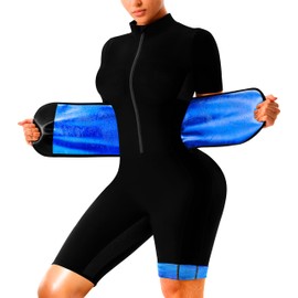 LMCOB Sauna Suit For Women Waist Trainers For Women Belly Fat Full Body Jumpsuit Adjust Waist Breathable Underarm(LYBH70017-01-S)