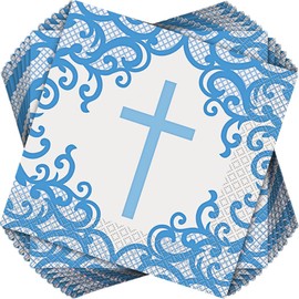 Fancy Blue Cross Luncheon Napkins (16cm) - Sophisticated, Soft & Vibrant Party Napkins - Perfect for Events & Home Gatherings - 16ct