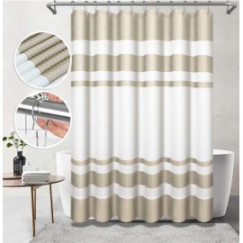 Aibors Waffle Shower Curtain for Bathroom Washable w/ 12 pcs Hooks 72" x 72"