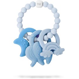 Precious Snuggle™ | Unisex Teether Teething Toy, Neutral Pastel Colours Suitable for Baby Girls & Baby Boys (Blue)