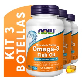 Kit 3 Omega 3 1000mg | 180 Epa /120 Dha | 100 Caps Blandas