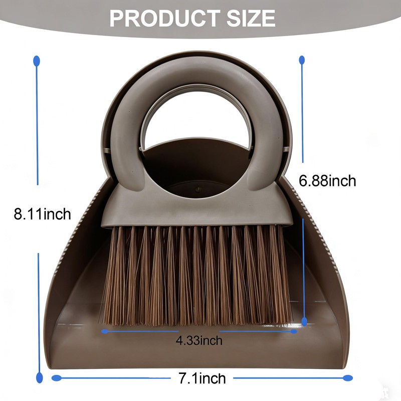 Mini Broom and Dustpan Set with Round Handle, Compact Small