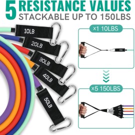 Dose Not Applay Resistance Bands Set 5 Pack Exercise Bands for Home Gym with Bag