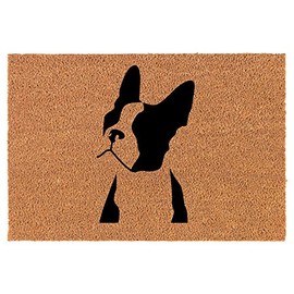 Coir Doormat Front Door Mat New Home Closing Housewarming Gift Boston Terrier Face (30" x 18" Standard)