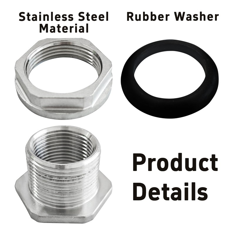 PDETVEO 2PCS 1" Water Tank Connector, Stainless Steel Bulkhead Fitting