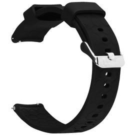 Watch Band/Strap for Pebble time Smartwatch Band Replacement Accessories with Metal Clasps Watch Strap/Wristband Silicone (StyleB-Black)
