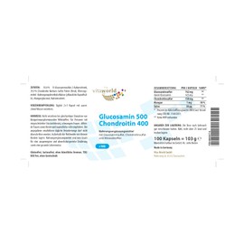 Vita World Glucosamine 500mg Chondroitin 400mg 100 Capsules Pharmacist Manufacture