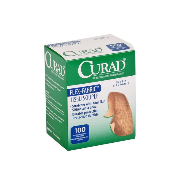 Medline NON25650 Curad Fabric Adhesive Bandages, 3/4"x3", Natural (Case of 1200)