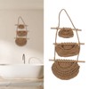 Hanging Fruit Basket 3 Tier Wall Mounted Handcraft Hemp Rope