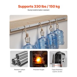 VEVOR 8FT Brushed Nickel Sliding Barn Door Hardware Kit, 330 LBS Weight Capacity, Compatible with 42 to 48 Inches Width & 1-3/8 to 1-3/4 Inches Thickness Single Door, Durable Track & J-Shape Roller