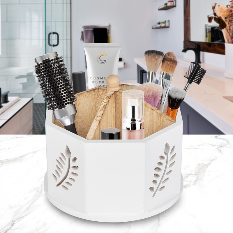 ONVAYA® Wooden Desk Organiser, Leaf Design, Pen Holder for Desk,