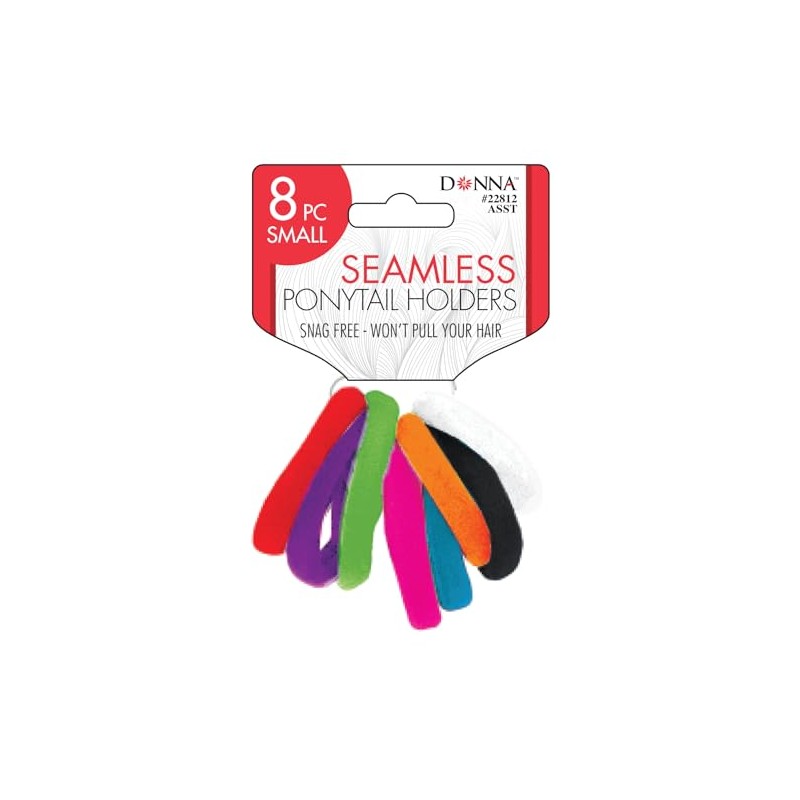 DONNA Small Seamless Ponytail Holders 8PCS ASSORT