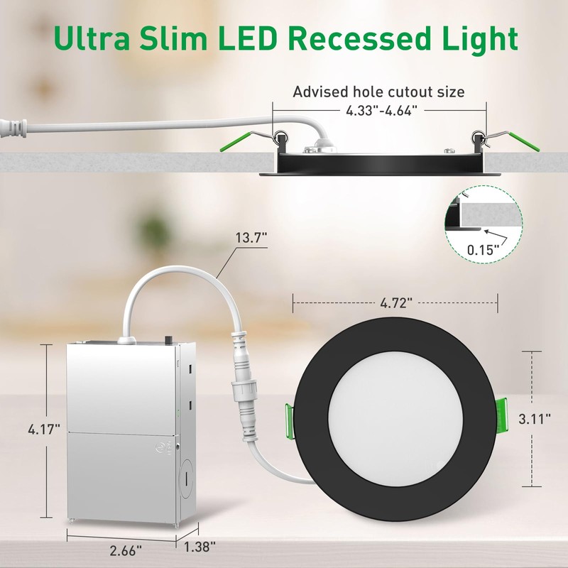 ALUSSO LIGHTING 24 Pack 4 Inch 5CCT Ultra-Thin LED Recessed